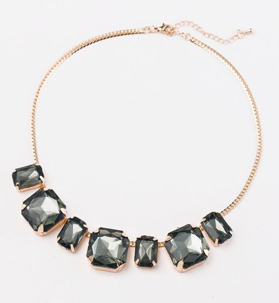 

new luxury charm women crystal choker necklace jewelry goldcolor big leaf bib chunky statement maxi necklace n0228682924, Black