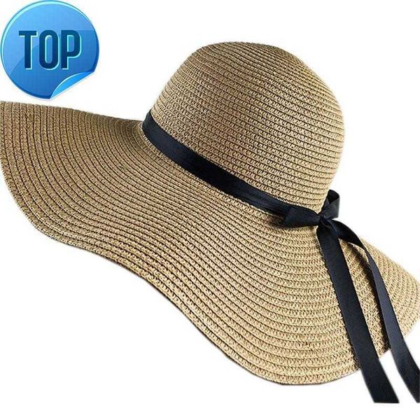 

women broad brim beach hat bowknot summer sun hat foldable straw hat, Blue;gray