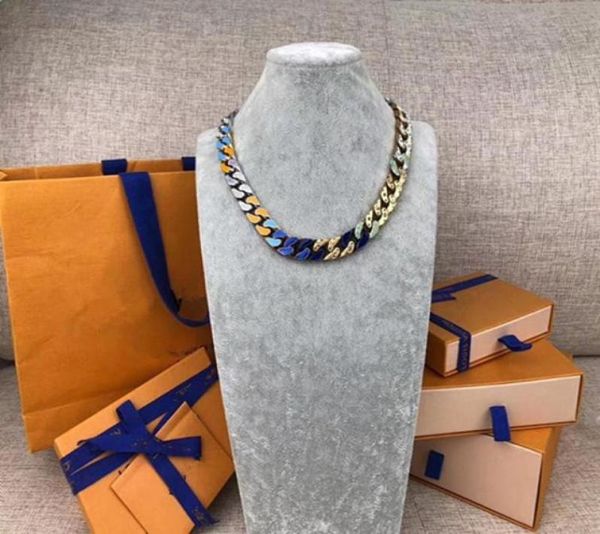 

hip hop fashion men 316l titanium steel necklace chain links patches engrave four leaf flower colored enamel 18k gold bracelets je1730039, Silver
