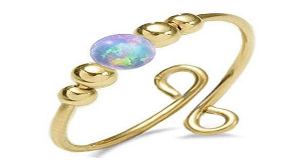 

14k gold plated rings opal fidget antianxiety ring for women1080851, Silver