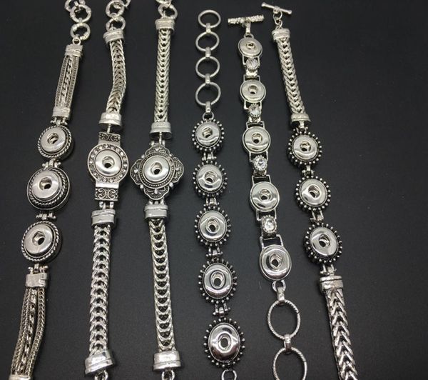 

whole 6pcs lot mix style silver ginger snap charm bracelet interchangebale 12mm chunk button noosa diy snap jewelry fit 12mm s6365344, Golden;silver