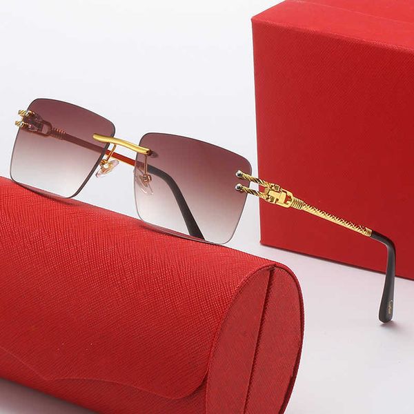 

designer carti sunglasses fashion luxury brand for men and women metal craft fried dough twists leg sunglasses men fashion trend frameless w, White;black
