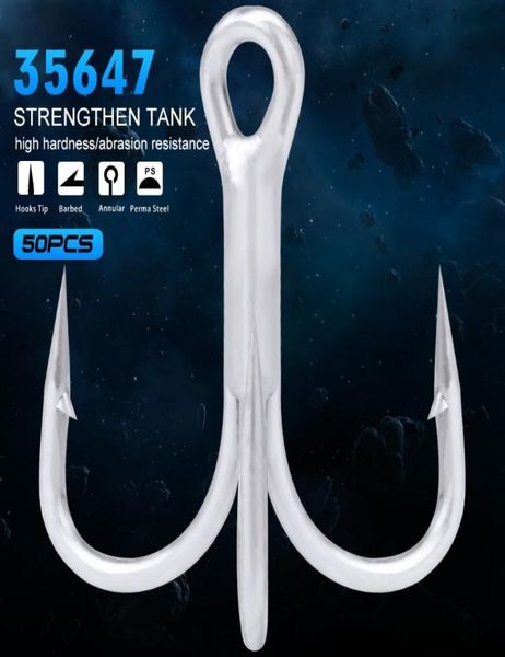 

50pc fishing hook high carbon steel fishhook overstriking antirust fishing tackle 1030 high carbon steel treble hook8453317