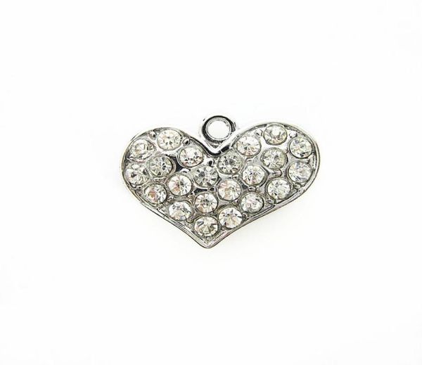 

20pcs selling silver rhinestone crystal heart dangle charms diy bracelebangles hanging charms floating charm jewelry accesso2655636, Bronze;silver