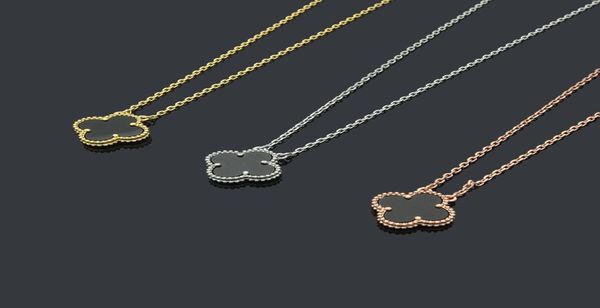 

factory whole single flower color shell fashion black and white red and green fourleaf flower necklace6673803, Golden;silver