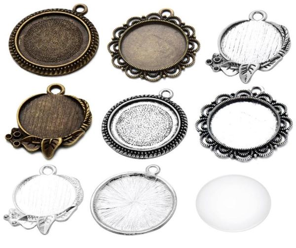 

diy jewelry accessories round bottom brackets time gem sublimation blank pendant for transfer printing necklace7951624, Silver