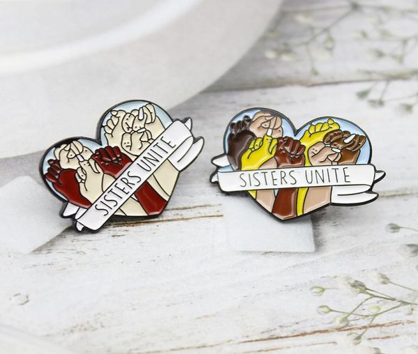 

sisters unite feminism brooches heartshaped power all races unite brooch enamel friend banner metal jewelry gift6944121, Gray