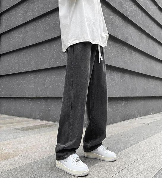 

men039s jeans men39s black brand 2022 spring hip hop streetwear korean wide leg men pants fashion y2k straight casual2057215, Blue
