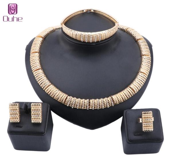 

women fashion bridal dubai gold jewelry sets crystal necklace earring ring bracelet wedding party jewellry set9339176, Slivery;golden