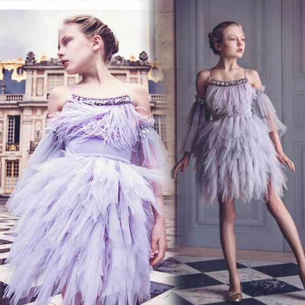 

girl's dresses big size 2-12yrs kids dresses girls elegant feather tassels girls wedding party dress girls princess ball gown dresses c, Red;yellow