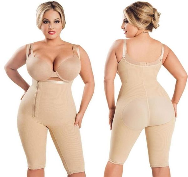 

fajas colombianas women039s seamless thigh slimmer open bust shapewear firm control bodysuit full body shaper plus size1164333, Black;white