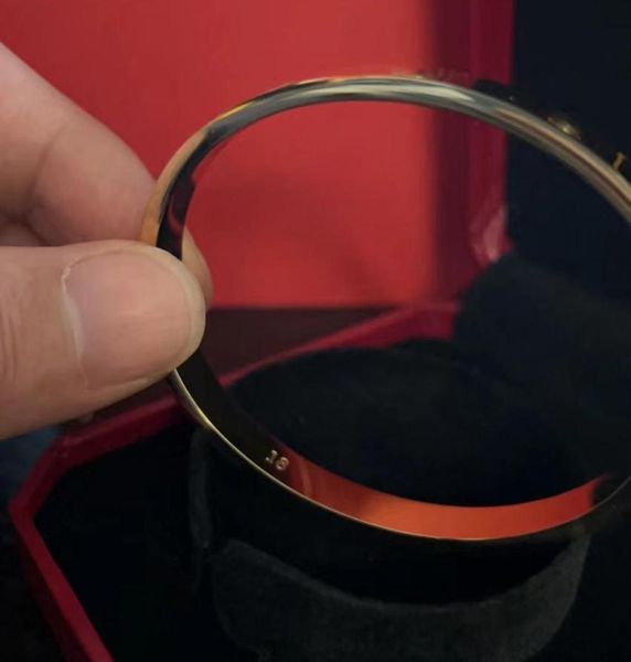

with box titanium love bangle bracelet woman man fashion luxury screw bangles for lover gold design love nail bracelets 4 cz size 4853201, Golden;silver