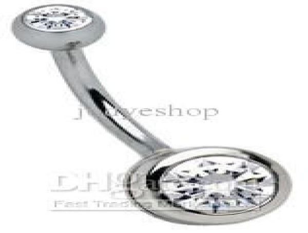 

double clean diamond navel piercing navel ring 100pcslot fashion body jewelry 100 guaranteed 14g6146652, Slivery;golden