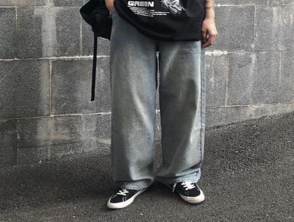 

washed old men039s straight jean baggy pants loose wide legs summer retro denim trousers ripped jeans for men jean homme regula8924387, Blue