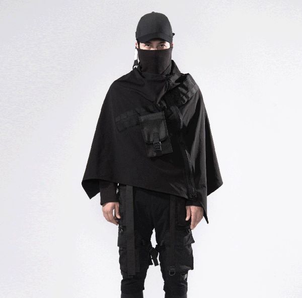 

pupil travel techwear cape tactical poncho cyber style cloak1119930, Tan;black