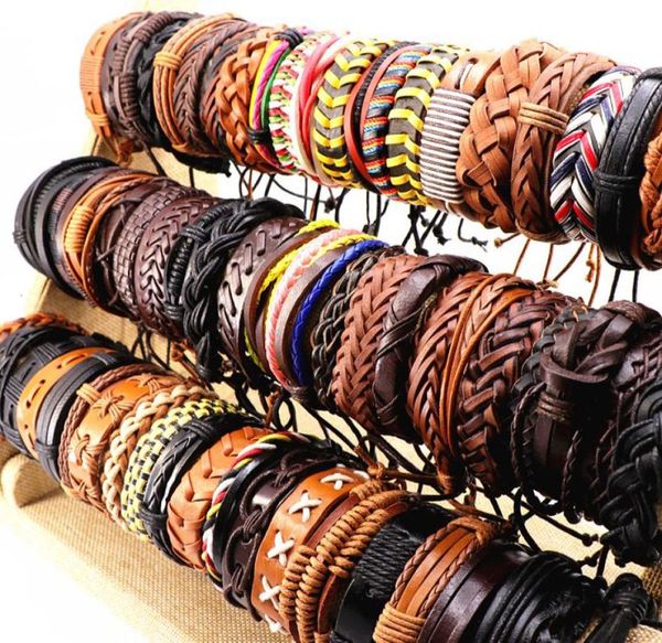 

vintage black brown coffee mens womens leather surfer wrist cuff bangle bracelets jewelry size adjustable whole4140378, Golden;silver
