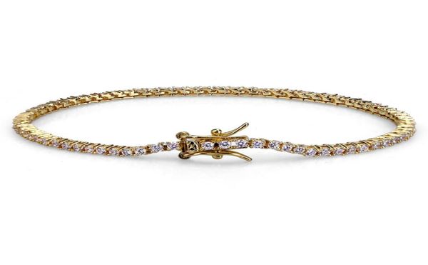 

hip hop rock gold silver iced out 1row 2mm tennis cz stones bracelet men women jewelry bracelets30584475019832, Black