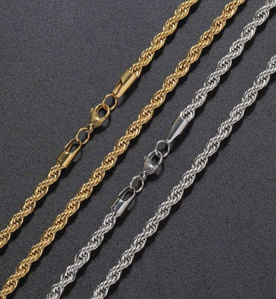

5 mm gold plated chains necklace stainless steel hiphop chain diy rope jewelry findings length 16quot18quot20quot22q6433774, Silver