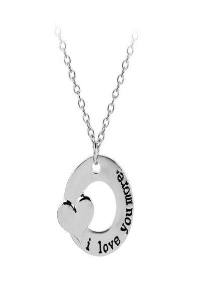 

i love you more heart pendant necklace circle lover jewelry for women men valentine gift5597830, Silver