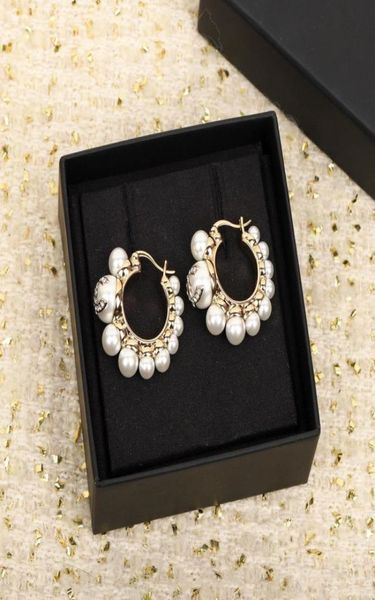 

2023 luxury quality charm small round shape drop earring with diamond and nature shell beads have box stamp ps38795677399, Golden
