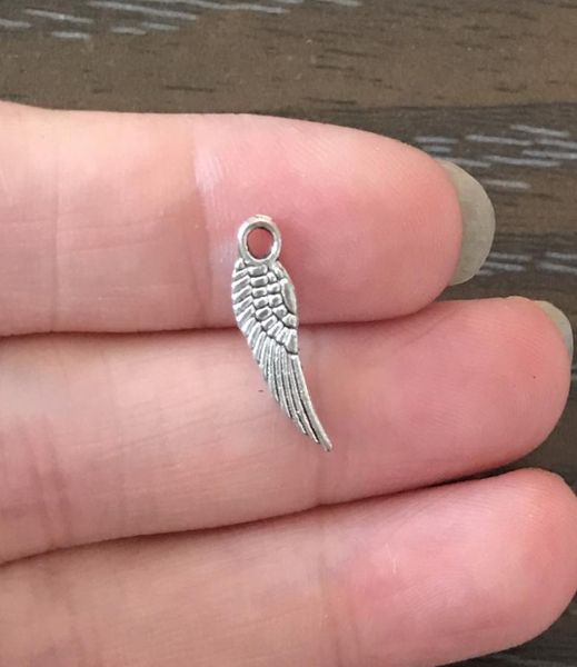 

whole diy charms small angel wing charm antique silver tone angel wing pendant charm for bracelet necklace earring zipper pull2748608, Bronze;silver