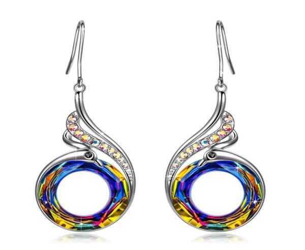 

fashion nirvana phoenix earrings necklace jewelry set rainbow crystal peacock zircon drop earring bracelet for women1135619, Silver