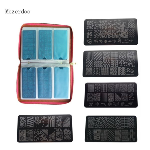 

stickers decals 12pcsset 11 daisy floral design nail art stamping image plate 120 slots plates synthetic leather holder case 230712, Black