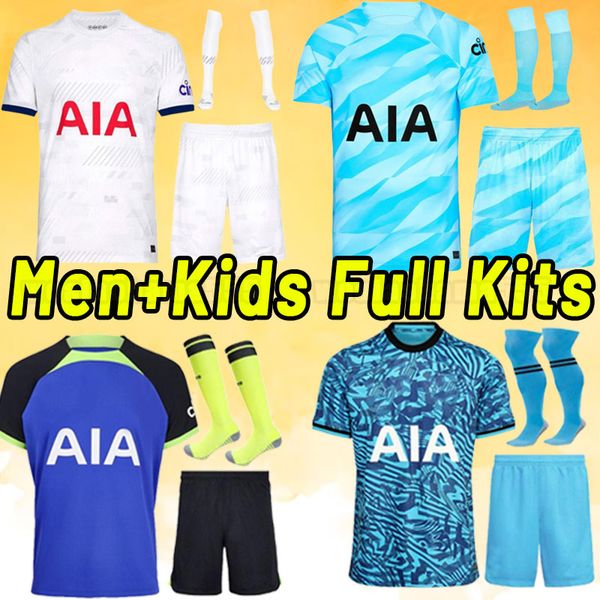 

full set spurs 23 24 s-4xl soccer jerseys kane son perisic kulusevski tottenham hojbjerg 2023 2024 lucas llors third football shirt bryan be, Black;yellow