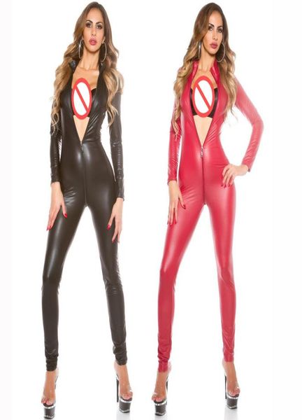 

women classic jumpsuit two way zipper catsuit tight fitting bodysuit for cosplay party1491972, Black