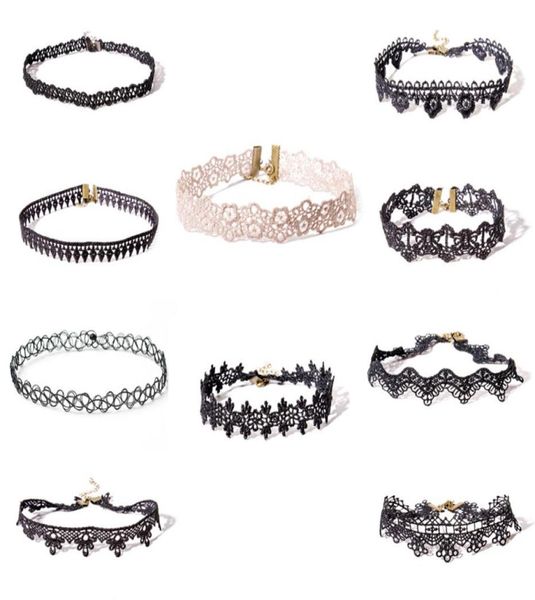 

2017 vintage gothic plain choker style necklaces set women tattoo lace chokers neck necklace for ladies girl039s fashion j2715384, Golden;silver