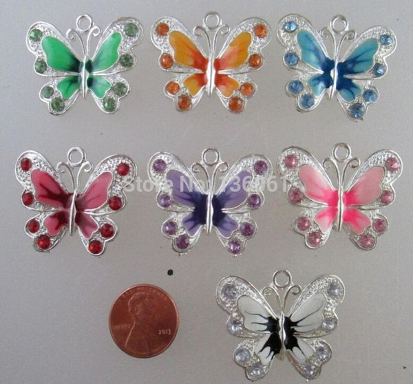 

vintage silvers animal enamel crystal butterfly charms pendants for bracelets necklace jewelry fashion making diy findings craft 22891890, Bronze;silver