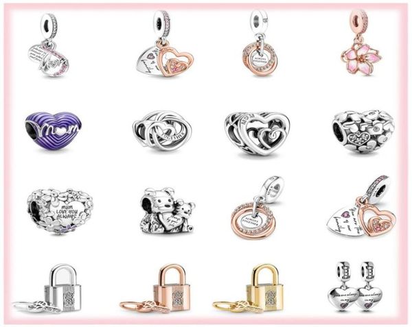 

new 925 sterling silver mothers day mom heart lock pendant diy fine beads fit p charms jewerly bracelet gift accessories2916465, Bronze;silver