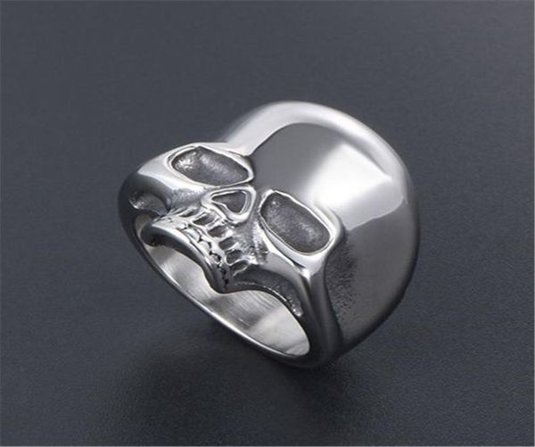 

vintage men039s stainless steel skull rings gothic skull bone biker finger ring jewelry for man accessories orname2995767, Silver