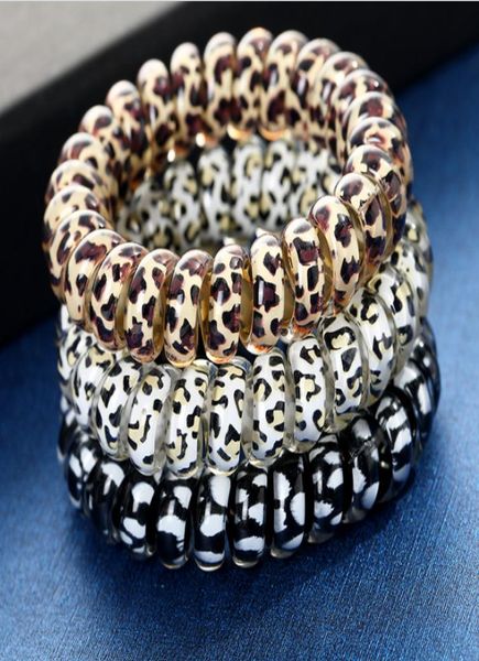 

50pcswomen girl telephone wire cord gum coil hair ties girls elastic hair bands ring rope leopard print bracelet stretchy hair rop7151676