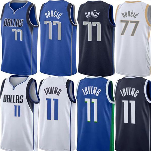 

dal luka 77 ddoncic basketball jerseys kyrie 11 irving maverick nowitzki tim hardaway grant williams dwight powell maxi kleber josh green cu, Black;red