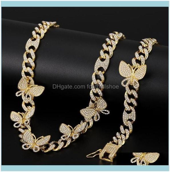 

necklaces pendants jewelryzircon butterfly necklace chain iced out cuban link womens rose gold chocker hip hop jewelry jewellery2609060, Silver