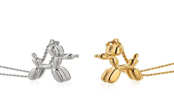 

pendant necklaces stainless steel poodle balloon dog animal charm necklace puppy for women girls teens girlfriends7814059, Silver