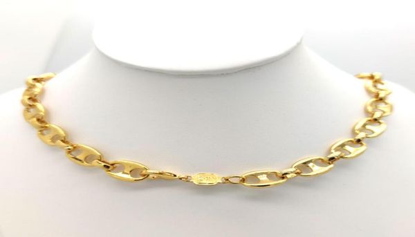 

lobster clasp stamp 24 k yellow real gold filled puffed mariner link chain necklace ring circle 10mm 236quot6492818, Silver