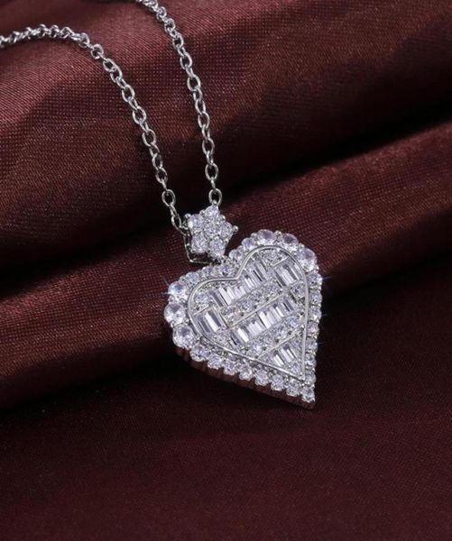 

heartshaped diamond necklace zircon sugar heart necklace pendant female engagement clavicle necklace jewelry gift party26601623409676, Silver