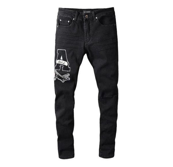 

20ss mens designer jeans distressed ripped biker slim fit motorcycle denim for men s fashion jean mans pants pour homm1426746, Blue