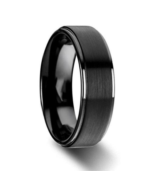 

6mm8mm titanium wedding rings black band in comfort fit matte finish for men women 6145190264, Silver