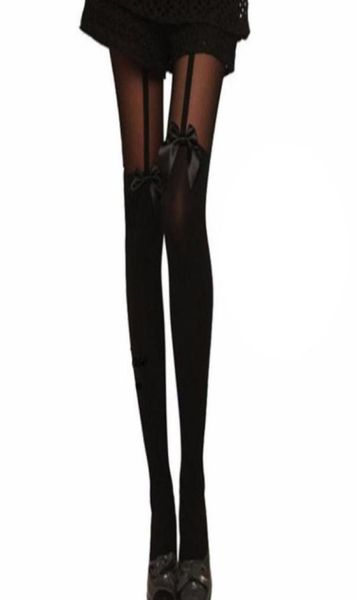 

black white stockings women bow pantyhose suspender stocking4573190