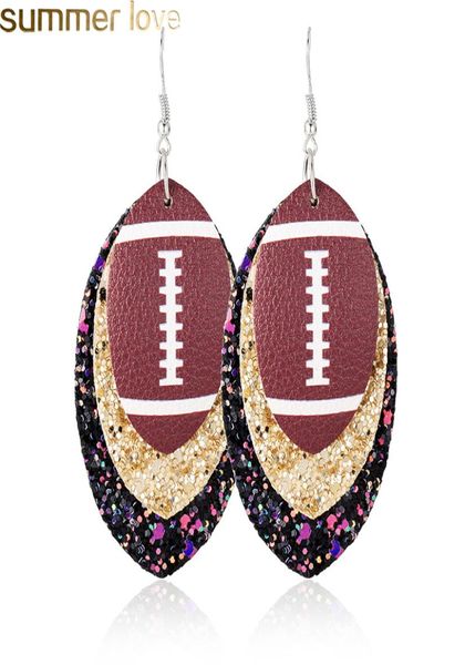 

new faux leather earrings for women fashion baseball 3 layered glitter leather earrings fashion sport jewelry dangle earring gifts9482879, Golden