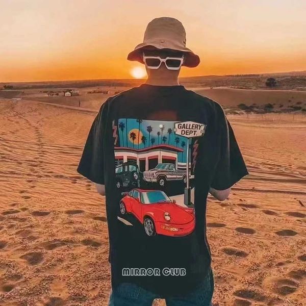 

dept short designer washed t gallery shirt gd for man and damaged cartoon car loose painted t-shirt short sleeve male c8nx, White;black