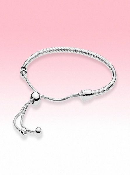 

925 sterling silver charms bracelet adjustable size hand chain for pandora snake chain slider women bracelet with original box cus5823045, Golden;silver