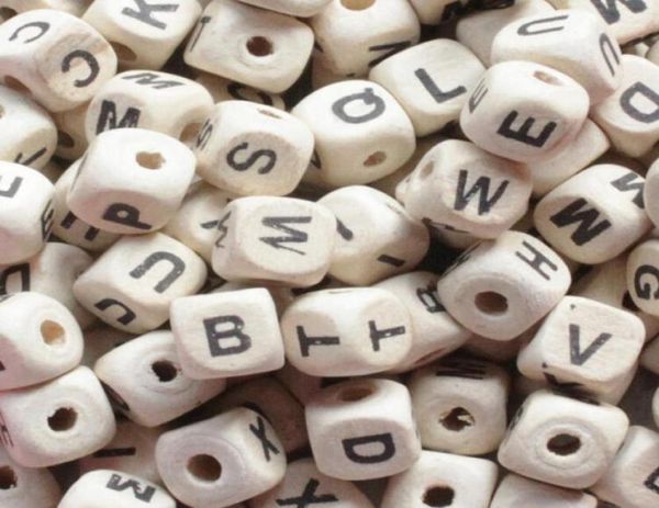 

200pcslot mix letter wood beads diy alphabet square cube letter wood beads fit diy pacifier clip natural wooden beads3627397, Black