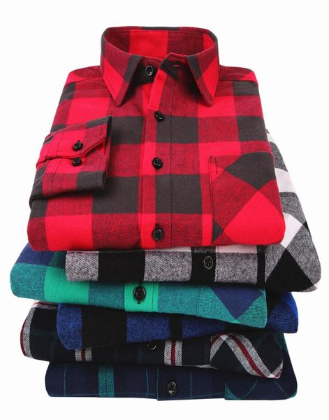

100 cotton flannel men039s plaid shirt slim fit spring autumn male brand casual long sleeved shirts soft comfortable 4xl y20043510587, White;black