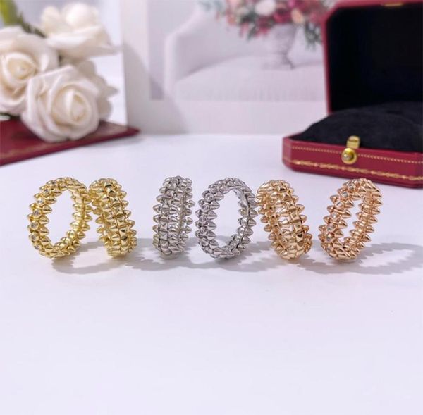 

luxury jewelry women band ring gold rivet with diamond rings for couple gear designer punk style stainless steel silver fashion6848802