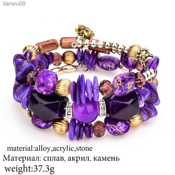 

boho multilayer beads charm bracelets for women vintage resin stone bracelets bangles ethnic jewelry gift l230704, Black