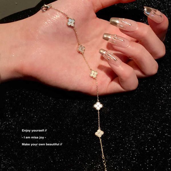 

korean version of tiktok online red same bracelet clover mini five flower texture light luxurious shell temperament everyday versatile, Golden;silver